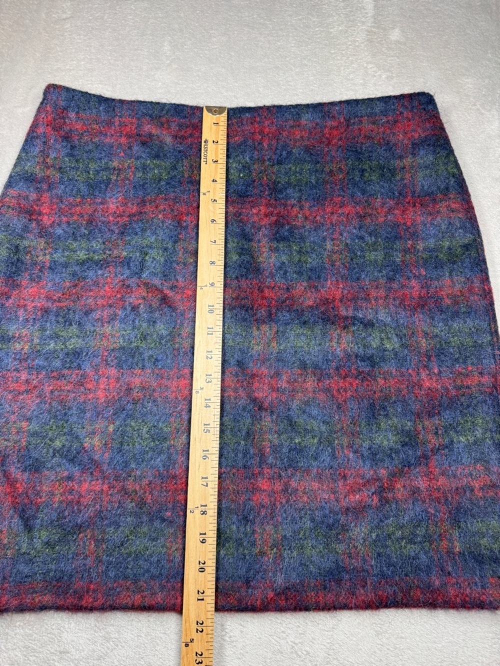 Talbots Wool Alpaca Blend Plaid Red Green Blue Straight Academia Mini Skirt 16 - Picture 8 of 15